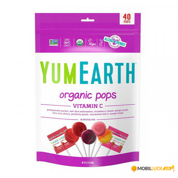  YumEarth Mixed Organic Pop Vitamin C 40 pops