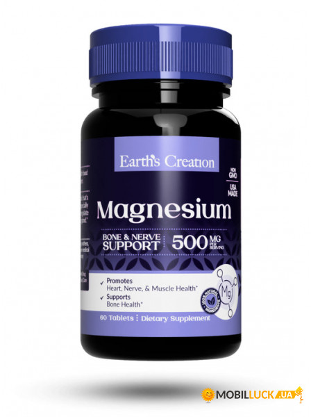  Earths Creation Magnesium 500 mg 60  