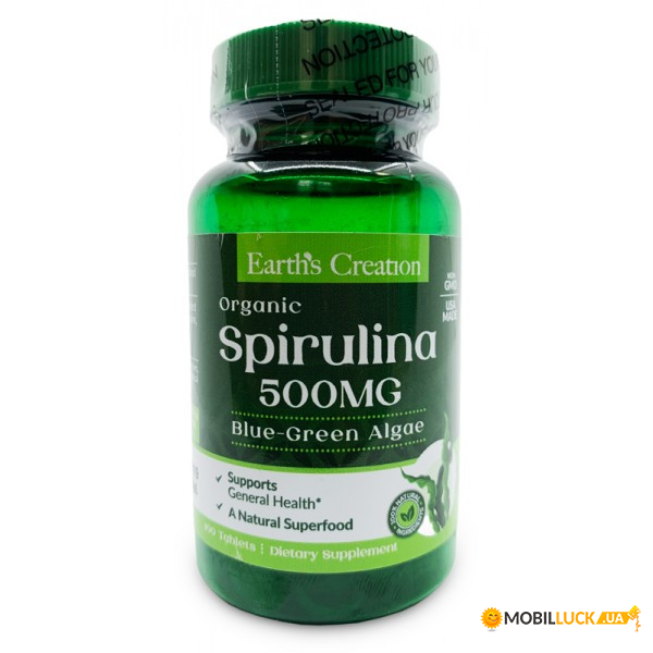  Earths Creation Spirulina 500 mg 60  