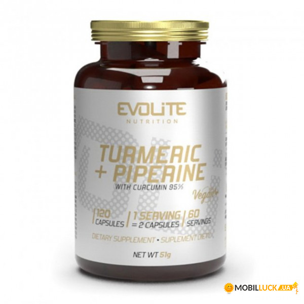  Evolite Nutrition Turmeric + Piperine 120 veg caps