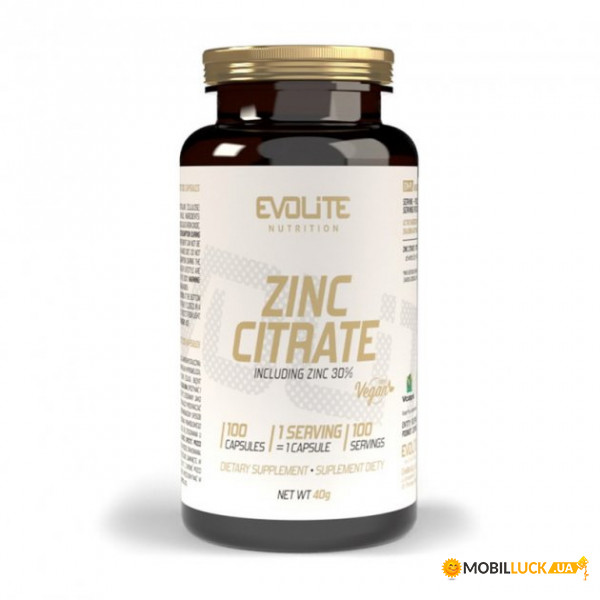  Evolite Nutrition Zinc Citrate 100 veg caps