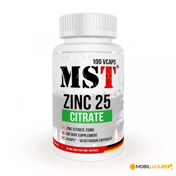  MST Zinc 25 Citrate 100 veg caps