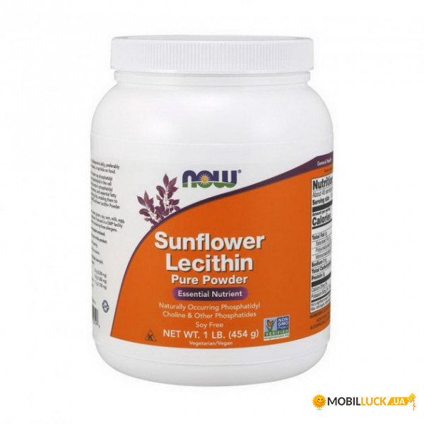  NOW Sunflower Lecithin Pure Powder 454 g