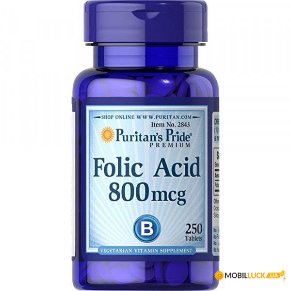  Puritan's Pride Folic Acid 800mcg - 250tabs