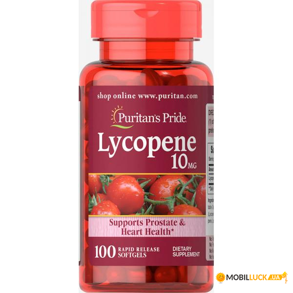  Puritans Pride Lycopene 10mg - 100caps 100-42-1865910-20