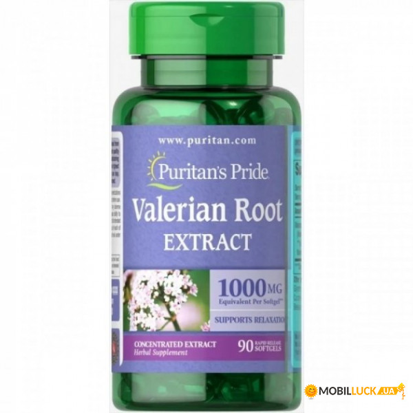  , Valerian Root, Puritans Pride, 1000 , 90  (PTP-11328)