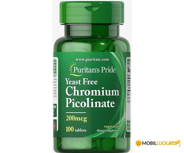    , Chromium Picolinate Yeast Free, Puritans Pride, 200 , 100  (PTP-16390)