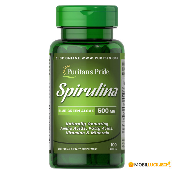  Puritan's Pride Spirulina 500mg - 100tabs (100-59-8088108-20)