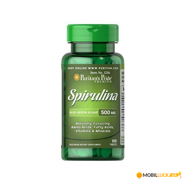  Puritans Pride Spirulina 500mg - 200tabs. 100-48-2483731-20