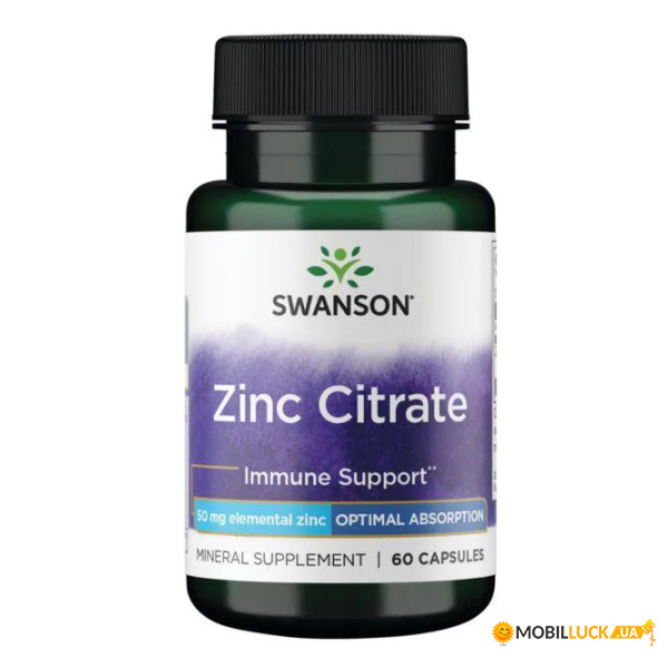  Swanson Zinc Citrate 50mg 60 