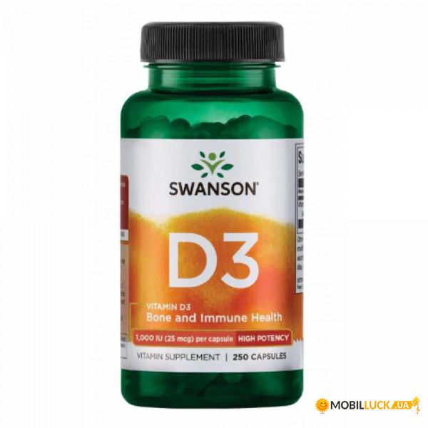  Swanson D3 High Potency Vitamin 1000iu 250caps