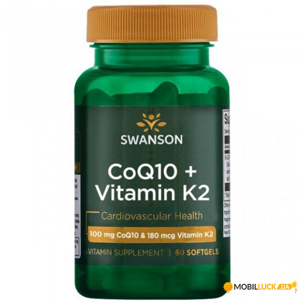  CoQ10 +  -2, CoQ10 + Vitamin K2, Swanson, 60  (SWV-21069)