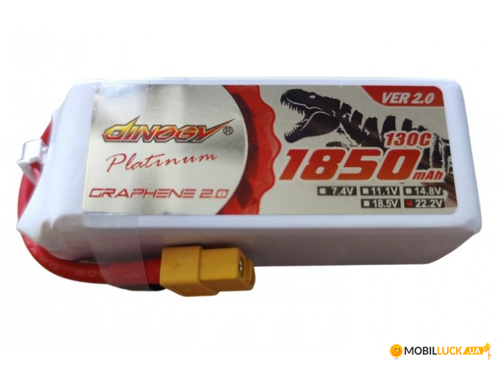  Dinogy PLATINUM G2.0 Li-Pol 1850mAh 22.2V 6S 130C V2 XT60 (DLC-6S1850XTPV2-XT)