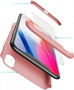 - GKK 3 in 1 Hard PC Case Apple iPhone X Rose Gold 3