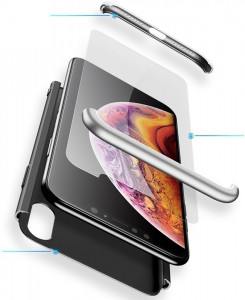 - GKK 3 in 1 Hard PC Case Apple iPhone XS Silver/Black 3