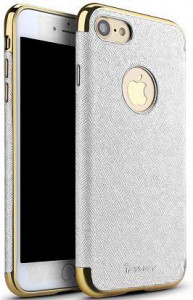 - Ipaky Chrome connector + Leather Back case iPhone 7 Plus White/Gold