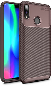 - Ipaky Carbon Fiber Series/Soft TPU Case Huawei Y9 2019 Brown