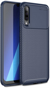 - Ipaky Carbon Fiber Series/Soft TPU Case Samsung Galaxy A50 Blue