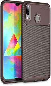 - Ipaky Carbon Fiber Series/Soft TPU Case Samsung Galaxy M20 Brown