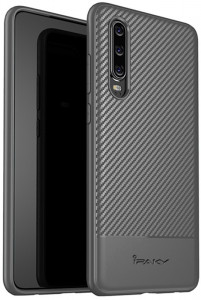 - Ipaky Carbon Fiber Series/TPU Case With Carbon Fiber Huawei P30 Gray