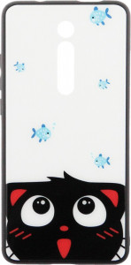 - Toto Cartoon Print Glass Case Xiaomi Mi 9T/Mi 9T Pro/Redmi K20/K20 Pro Cat and fish