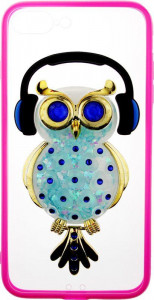 - Toto TPU Stones Case IPhone 7 Plus /8 Plus Owl in Headphones Blue