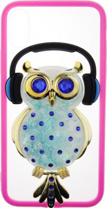 - Toto TPU Stones Case IPhone X Owl in Headphones Blue