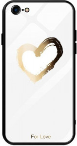 - Toto Glass Fashionable Case Apple iPhone 7/8 Heart on White