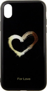 - Toto Glass Fashionable Case Apple iPhone XR Heart on Black