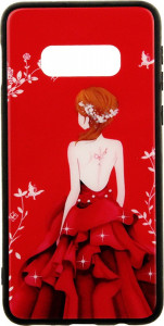 - Toto Glass Fashionable Case Samsung Galaxy S10e Red Dress Girl