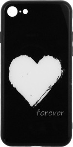 - Toto Glass Fashionable Case Apple iPhone 7/8 White Heart on Black