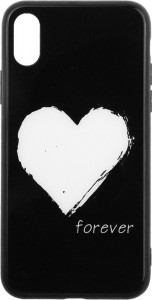 - Toto Glass Fashionable Case Apple iPhone X White Heart on Black