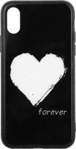 - Toto Glass Fashionable Case Apple iPhone XS White Heart on Black