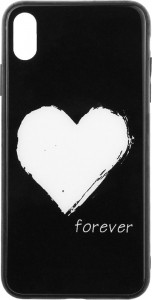 - Toto Glass Fashionable Case Apple iPhone XS Max White Heart on Black