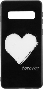 - Toto Glass Fashionable Case Samsung Galaxy S10 White Heart on Black