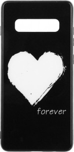 - Toto Glass Fashionable Case Samsung Galaxy S10+ White Heart on Black