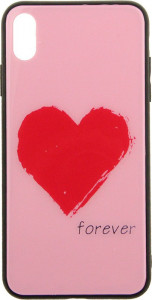 - Toto Glass Fashionable Case Apple iPhone XS Max Red Heart on Pink