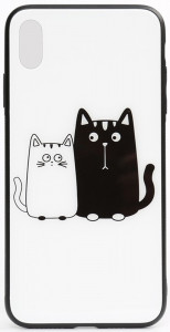 - Toto Cartoon Print Glass Case Apple iPhone XS Max Cats White/Black