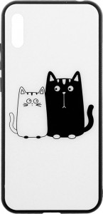 - Toto Cartoon Print Glass Case Huawei Y6 2019 Cats White/Black