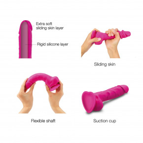   Strap-On-Me Sliding Skin Realistic Dildo Fuchsia - S,    4