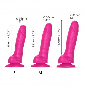   Strap-On-Me Sliding Skin Realistic Dildo Fuchsia - S,    5