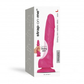   Strap-On-Me Sliding Skin Realistic Dildo Fuchsia - L,    8