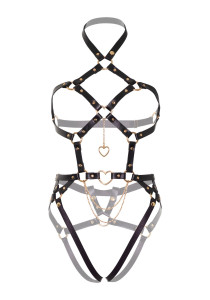 -   Leg Avenue Heart ring harness teddy Black S 5