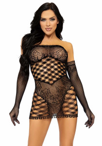  Leg Avenue 2 PC Tube dress and gloves Black One size 4