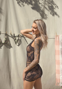  - Leg Avenue Lace mini dress with cut-outs Black one size 8