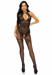  Leg Avenue Rhinestone Lace and Net Bodystocking Black one size 7