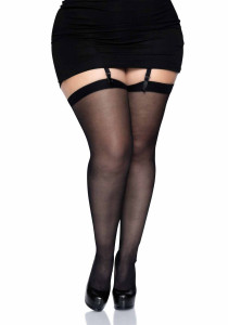     Leg Avenue Sheer backseam stockings Black plus size