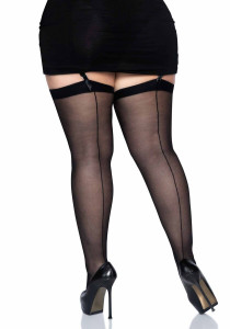     Leg Avenue Sheer backseam stockings Black plus size 3