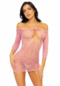 -   Leg Avenue Heart net mini dress ,  , Pink one size