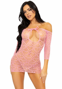 -   Leg Avenue Heart net mini dress ,  , Pink one size 5